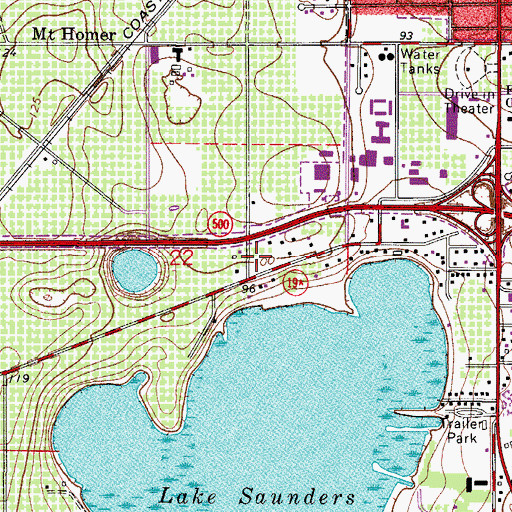 Topographic Map of Lake County Tax Collector's Branch Office, FL
