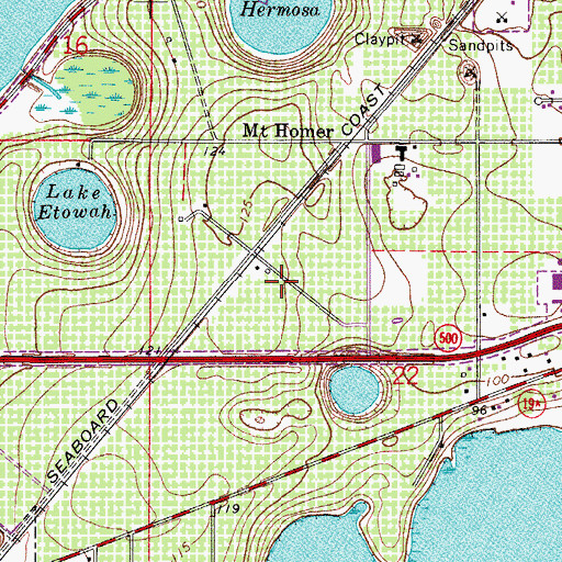 Topographic Map of Eustis Village Shopping Center, FL