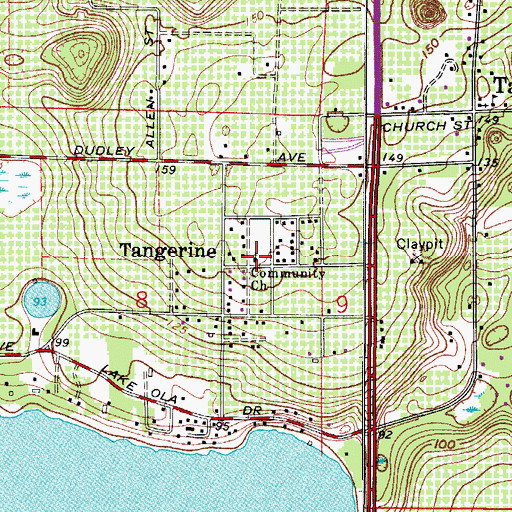 Topographic Map of Tangerine Community Church, FL