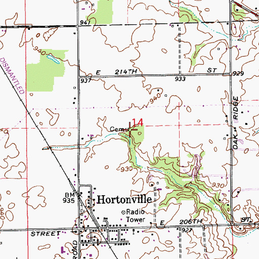 Topographic Map of Thomas And Moore Cemetery, IN