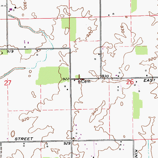 Topographic Map of Greenwood Friends Cemetery, IN