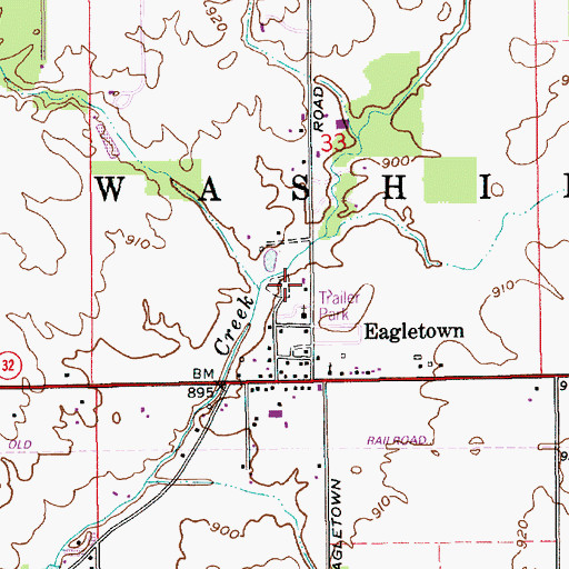 Topographic Map of Eagletown Cemetery, IN