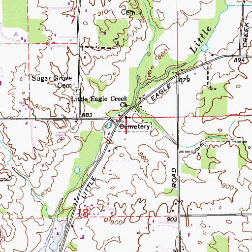 Topographic Map of Little Eagle Creek Cemetery, IN