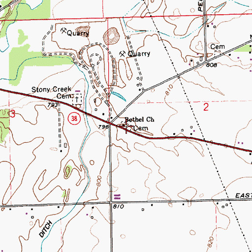Topographic Map of Fellowship Baptist Church Cemetery, IN