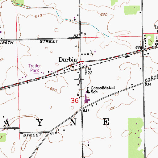 Topographic Map of Wayne Township Volunteer Fire Department, IN