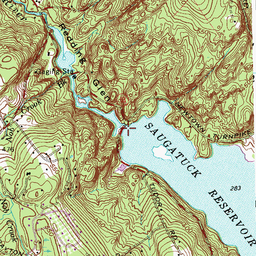 Topographic Map of Redding Glen, CT