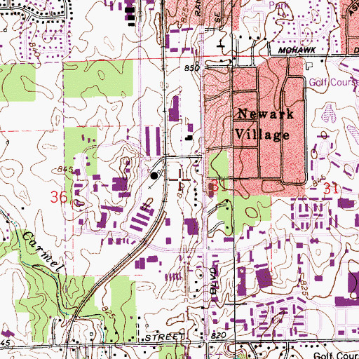 Topographic Map of Carmel City Hall, IN