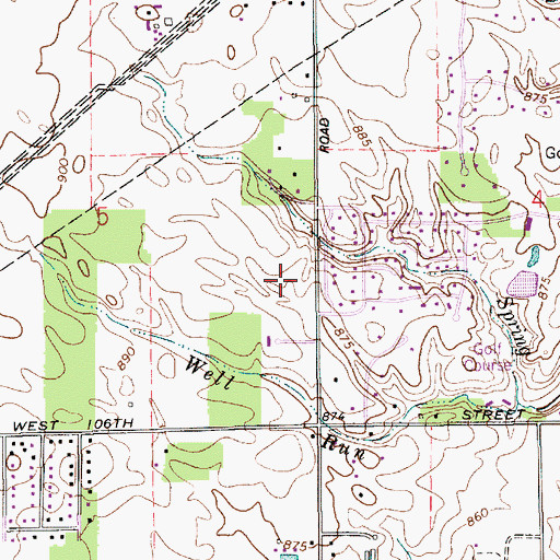 Topographic Map of Towne Meadow Elementary School, IN