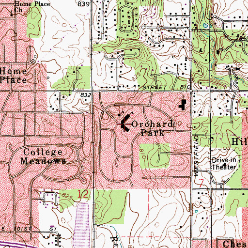 Topographic Map of Orchard Park Elementary School, IN