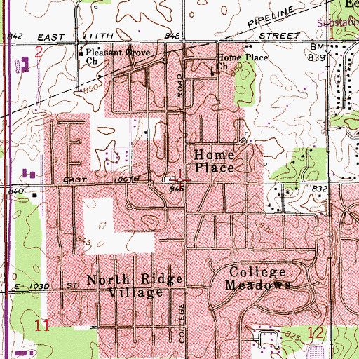 Topographic Map of Pleasant Grove Church (historical), IN