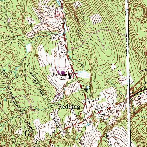 Topographic Map of Redding Elementary School, CT