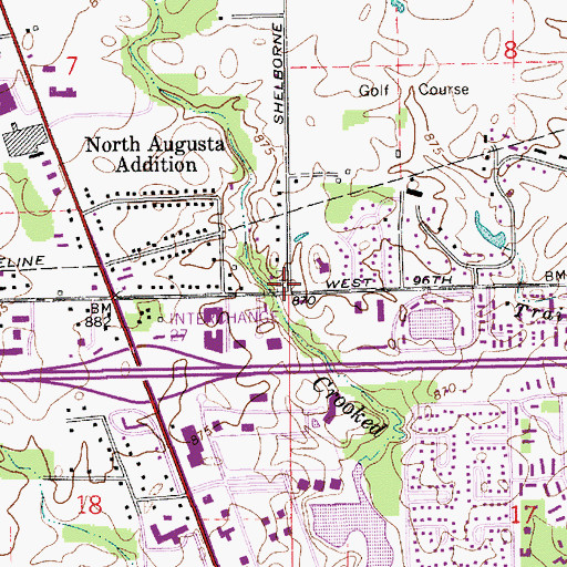 Topographic Map of Calvary Cemetery, IN
