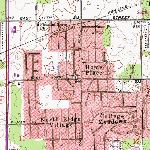 Topographic Map of Pleasant Grove Cemetery, IN
