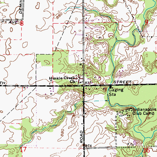 Topographic Map of Hinkle Cemetery, IN