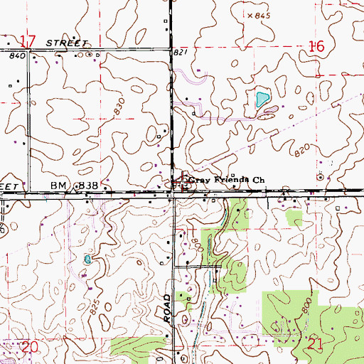 Topographic Map of Gray Cemetery, IN