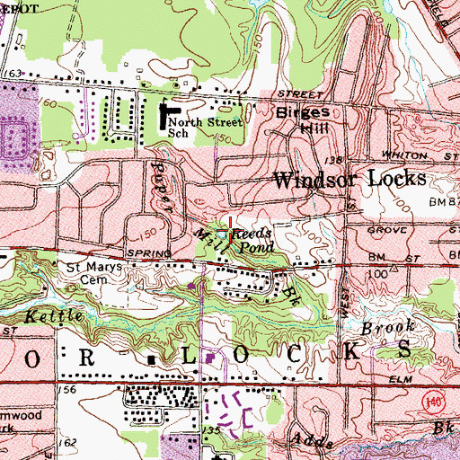 Topographic Map of Reeds Pond, CT