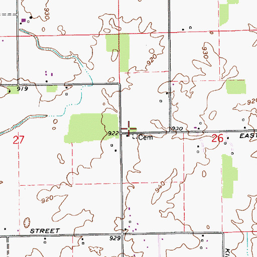 Topographic Map of Greenwood Friends Meeting House (historical), IN