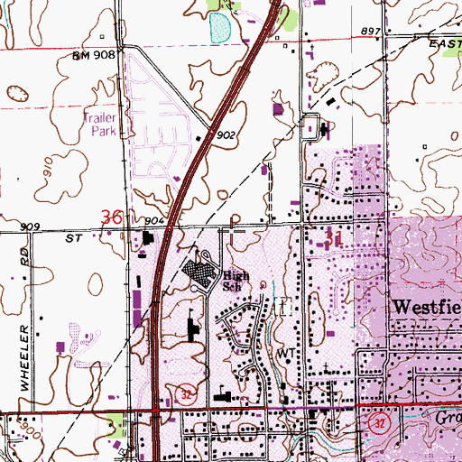 Topographic Map of Westfield Public Library, IN