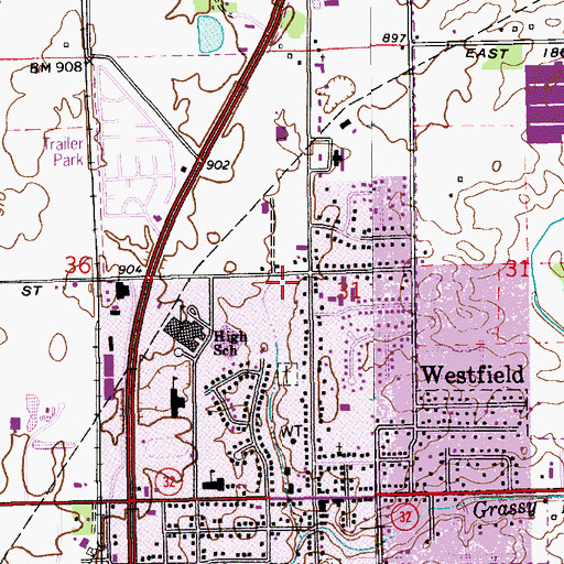 Topographic Map of West Side Park, IN