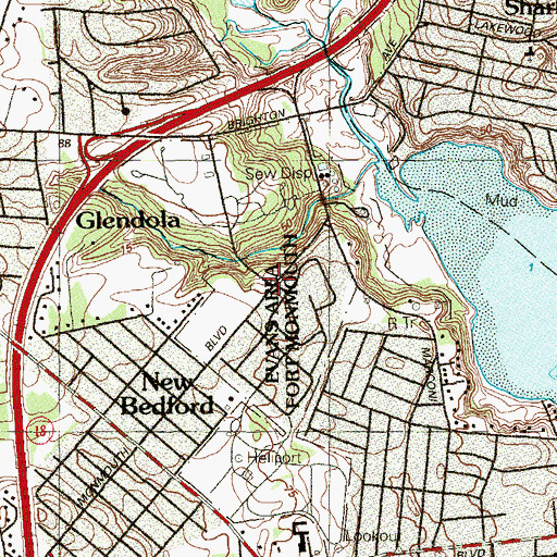 Topographic Map of Camp Evans (historical), NJ