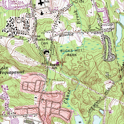 Topographic Map of Regan School, CT