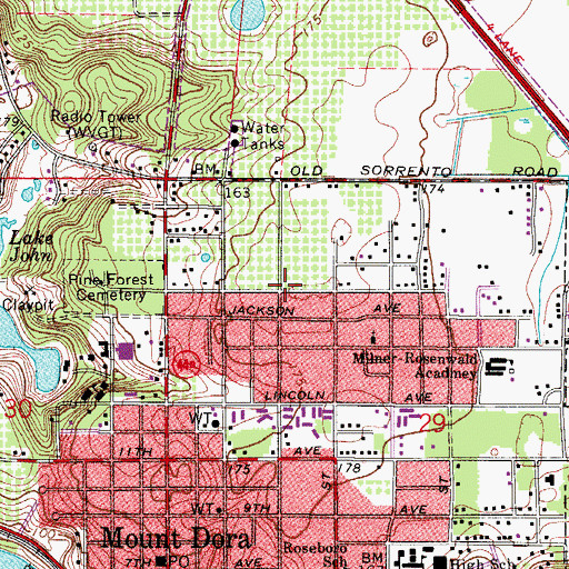 Topographic Map of Mount Olive AME Church, FL