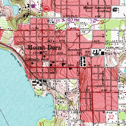Topographic Map of First United Methodist Church, FL