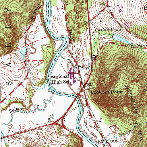 Topographic Map of Regional High School, CT