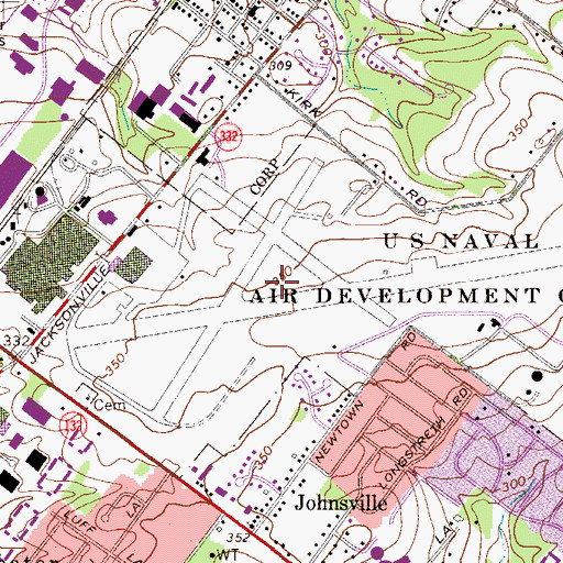Topographic Map of Naval Air Warfare Center Warminster (historical), PA