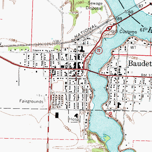 Topographic Map of Sacred Heart Church, MN