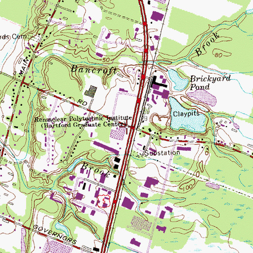 Topographic Map of Rensselear Polytechnic Institute, CT