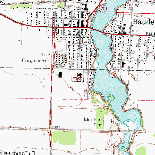 Topographic Map of LakeWood Health Center, MN