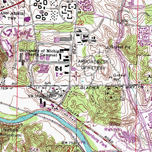 Topographic Map of Gerald R Ford Presidential Library, MI