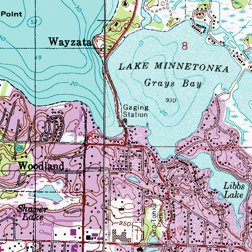 Topographic Map of Grays Bay Bridge, MN