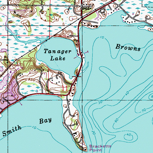 Topographic Map of Tanager Lake Bridge, MN