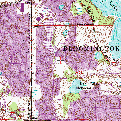 Topographic Map of Bloomington Ferry Road Park, MN