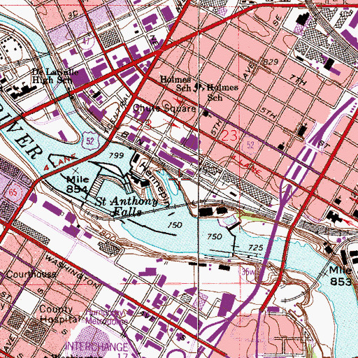 Topographic Map of Hennepin Island Park, MN