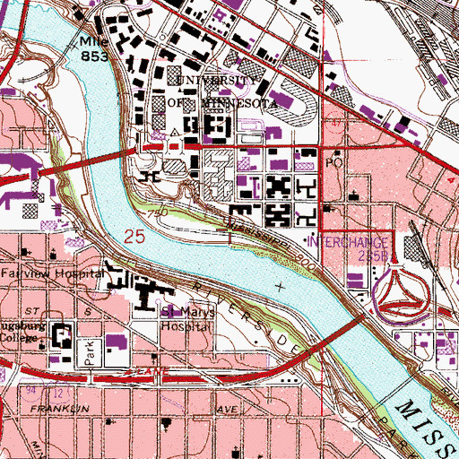 Topographic Map of East River Flats, MN