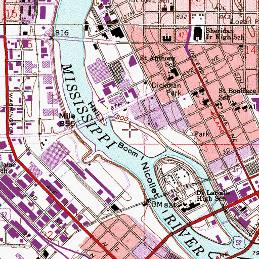 Topographic Map of Boom Island Park, MN