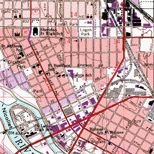 Topographic Map of Saint Anthony Park, MN
