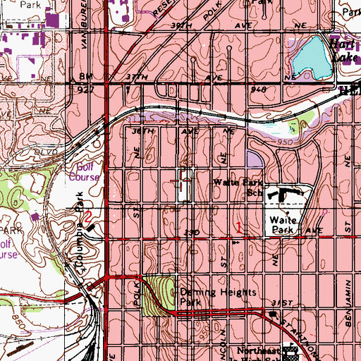 Topographic Map of Cavell Park, MN