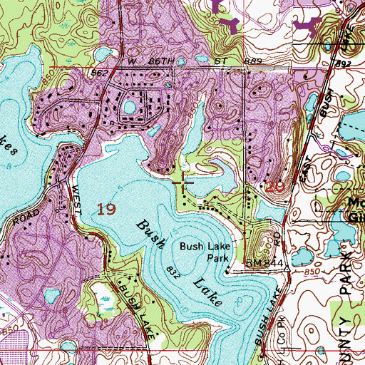 Topographic Map of Bush Lake Park Reserve, MN