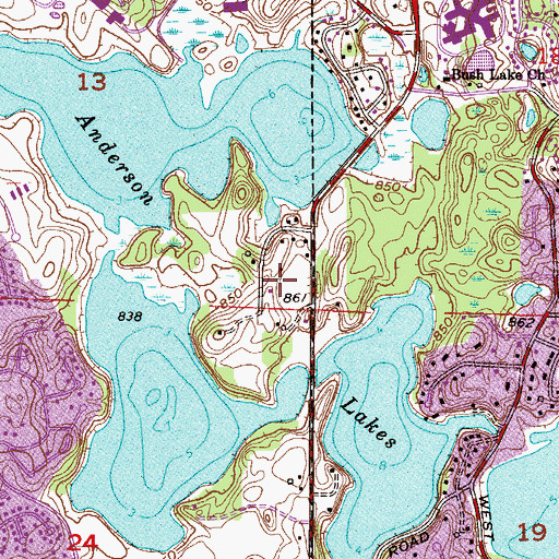 Topographic Map of Anderson Lakes Park Reserve, MN