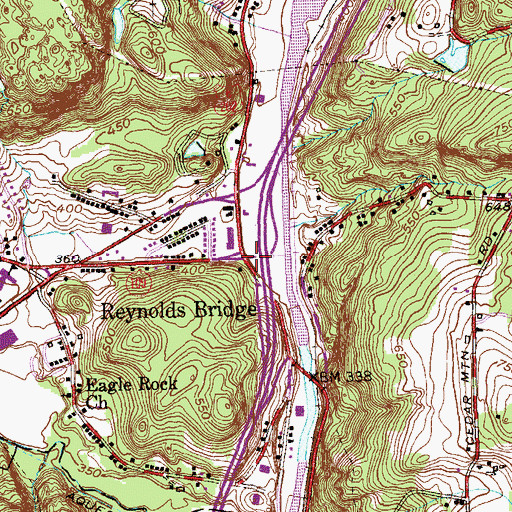 Topographic Map of Reynolds Bridge, CT
