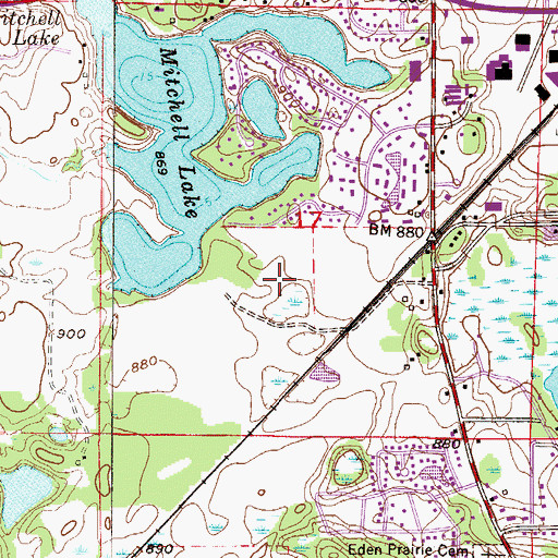 Topographic Map of Miller Park, MN
