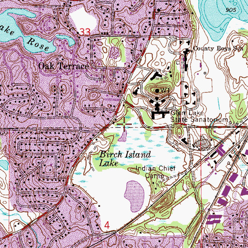 Topographic Map of Birch Island Park, MN