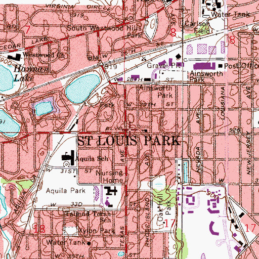 Topographic Map of Rainbow Park, MN