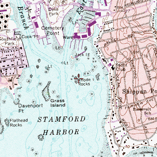 Topographic Map of Rhode Island Rocks, CT