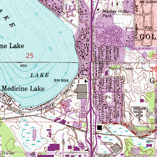 Topographic Map of Medicine Lake Park, MN