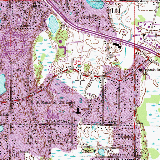 Topographic Map of Saint Mary's Park, MN